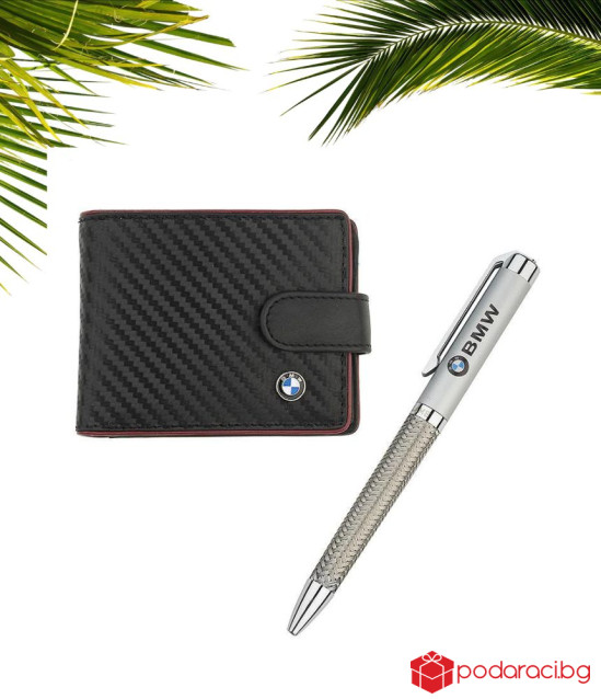 Комплект химикалка и портфейл Auto Set с логото на BMW