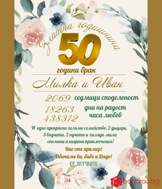 Персонализиран колаж за Златна сватба