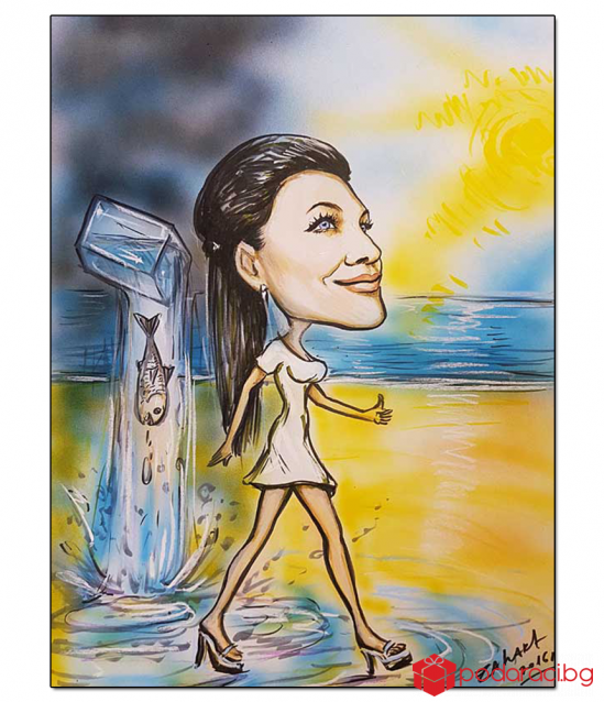 Cartoon with airbrush, size 30x 40 cm