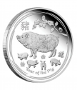 Сребърна монета „Лунен календар - Годината на Прасето 2019“