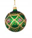 Стъклена зелена топка със златни украшения