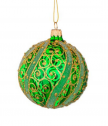Стъклена зелена топка със златна декорация