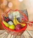 Подаръчна кошница Вино Старосел с плодове