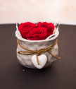 Mini pot with red eternal roses for Beloved woman