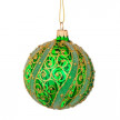Стъклена зелена топка със златна декорация