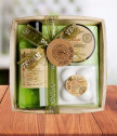 Cosmetic set with olive in a wooden basket