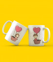 Set of cups for lovers let's fly out of love