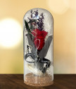 Букетче с вечна роза и лампички в стъкленица