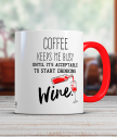 Ceramic mug with funny inscription for wine lovers
