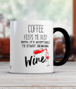 Ceramic mug with funny inscription for wine lovers