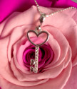 Silver Necklace key to Heart