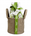 Cosmetic kit with green tea matcha in hemp basket