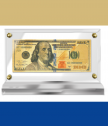 Реплика на най-новата банкнота от 100 американски долара с цвят
