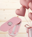 Бебешки комплект за хранене със сърце - розов