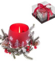Коледен червен свещник със свещ