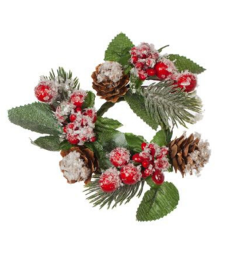 Коледен венец за свещ с шишарки