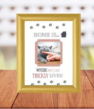 Колаж в рамка Home is where my cat lives