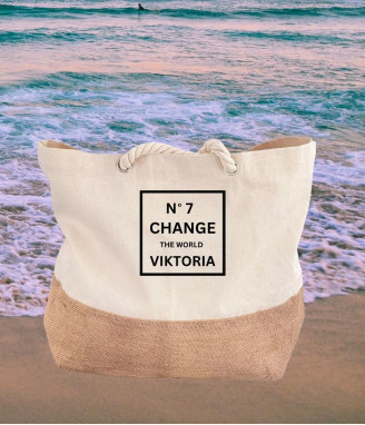 Текстилна дамска чанта с персонализация Change the world