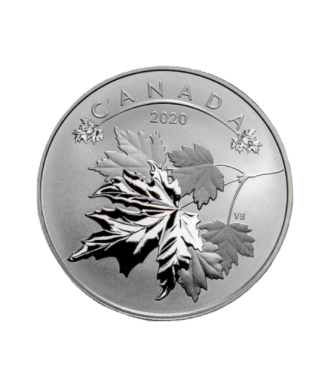 Сребърна монета Кленов лист 2020, 1/2 Oz