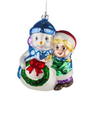 Стъклена играчка дете и снежен човек