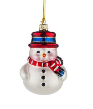 Стъклена играчка снежко с шалче