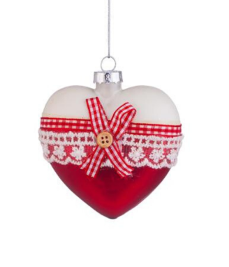 Стъклена играчка Коледно сърце