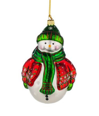 Стъклена коледна играчка снежен човек