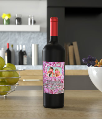 Wine with a personalized photo label for a beloved woman