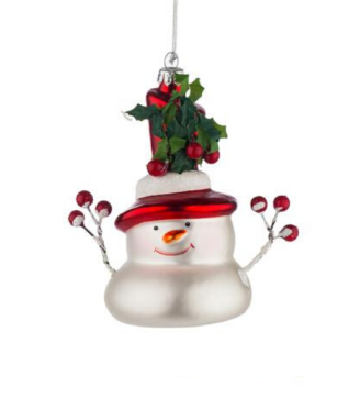 Стъклен снежен човек с шапка