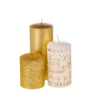 3 коледни свещи в комплект