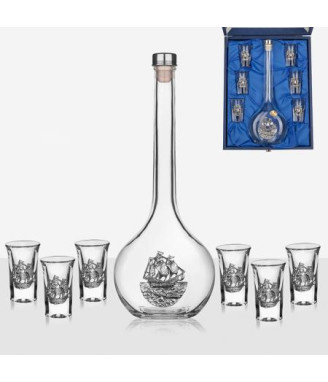Сет 6 чаши+ бутилка кораб