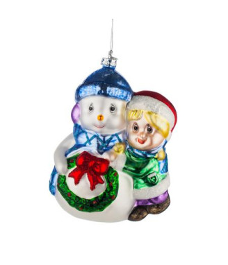 Стъклена играчка дете и снежен човек