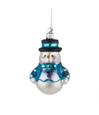 Стъклена играчка снежно човече с костюм