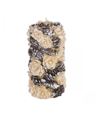 Свещ бяла роза с шишарки