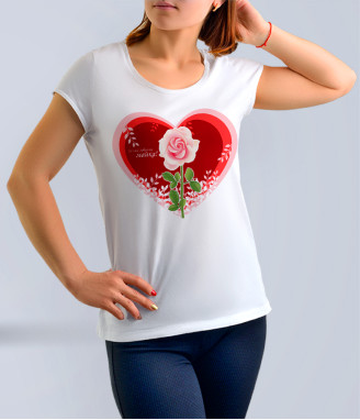 White T-shirt for best mom with Rose