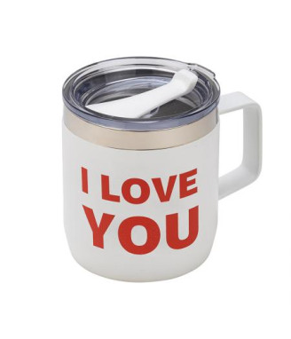 Термо чаша I LOVE YOU - бяла