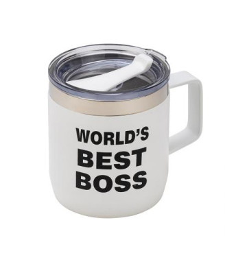 Термо чаша WORLD'S BEST BOSS - бяла