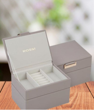 Кутия за бижута цвят сив - ROSSI 12.5 * 18 * 11.5 см