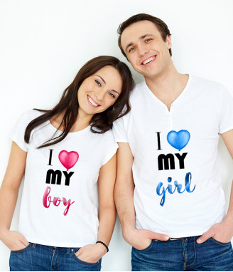 Тениски за двойки I Love my girl и I love my boy