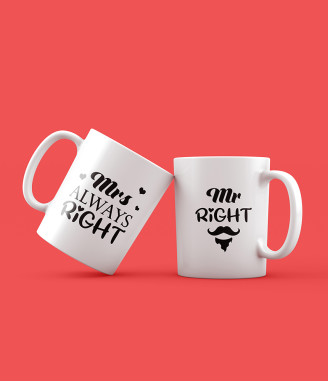 Комплект чаши Mr Right и Mrs Always Right