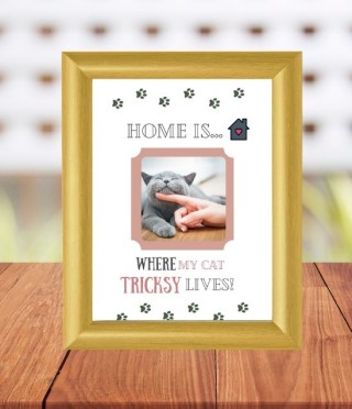 Колаж в рамка Home is where my cat lives