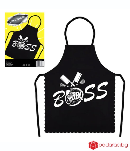 Престилка за готвене с надпис BBQ BOSS