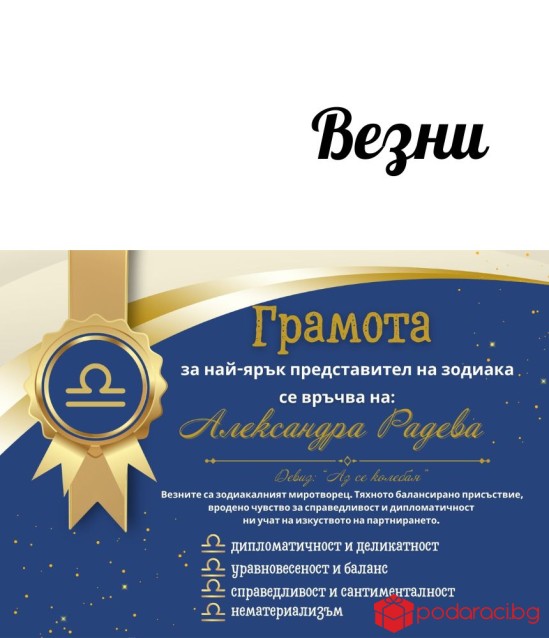 Грамота за всяка зодия в рамка