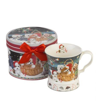 Коледна чаша с кученца