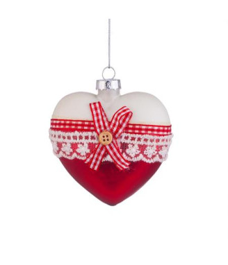 Стъклена играчка Коледно сърце